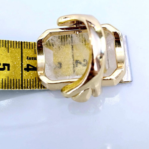 Women's ring new with natural crystal, massive, jewelry alloy