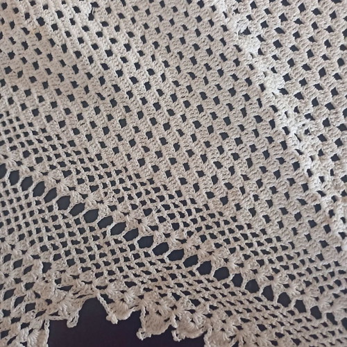 Crochet embroidery used, length 74cm width 45cm