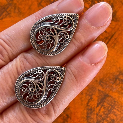 Silver Russian Filigree Earrings 925 stamped new