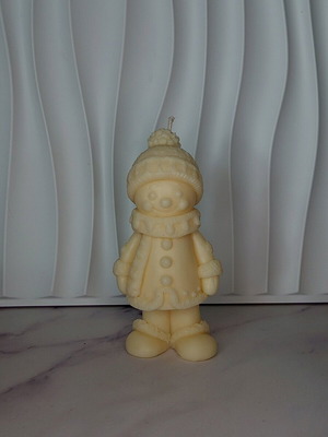 Snowman candle new, handmade soy