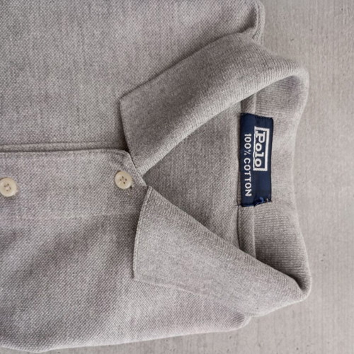 Grey polo-style shirt XL, men's cotton piqué