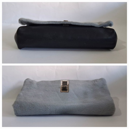 Proenza Schouler PS Elliot Fur and Leather Colorblock Clutch Bag used