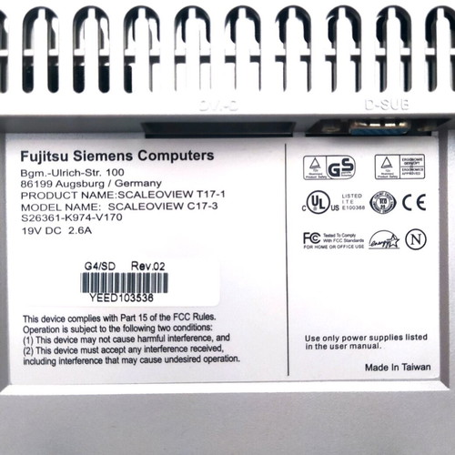 Fujitsu-Siemens Scaleoview T17-1 computer monitor with 2 built-in speakers