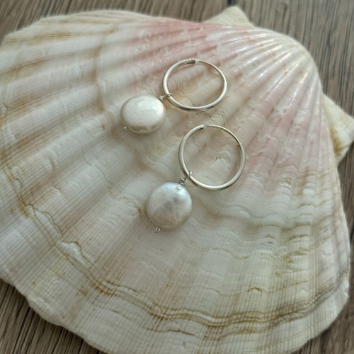 Silver925 hoop earrings with pearls like new