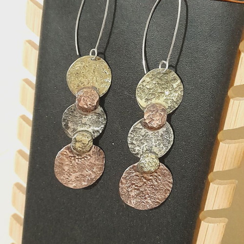Handmade earrings new, mixed metals, 7.5 cm length