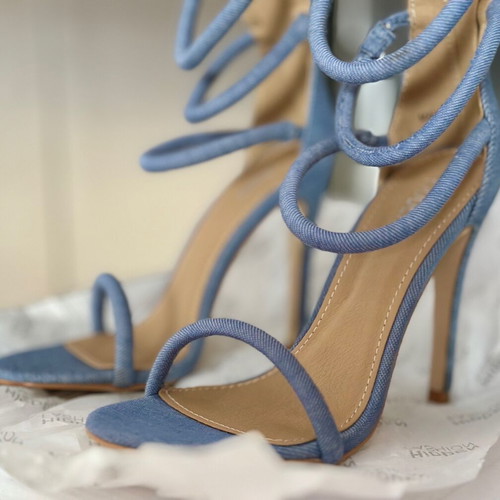 Denim Hidden Fashion Heels size 36 new, blue sandals platforms