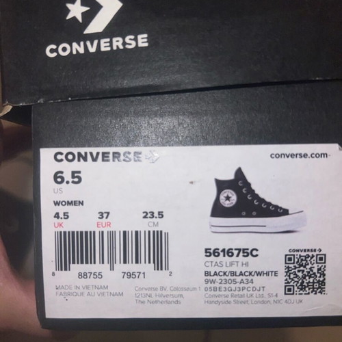Converse All Star Chuck Taylor Lift Hi leather boots new, size 37, black