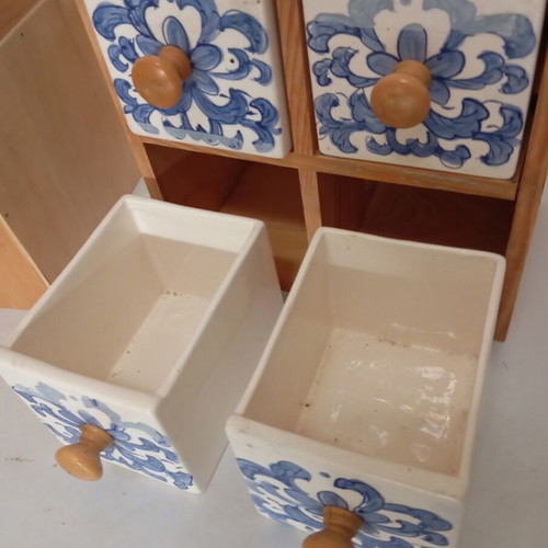 Wooden wall-mounted drawers with porcelain drawers, new, pack of two