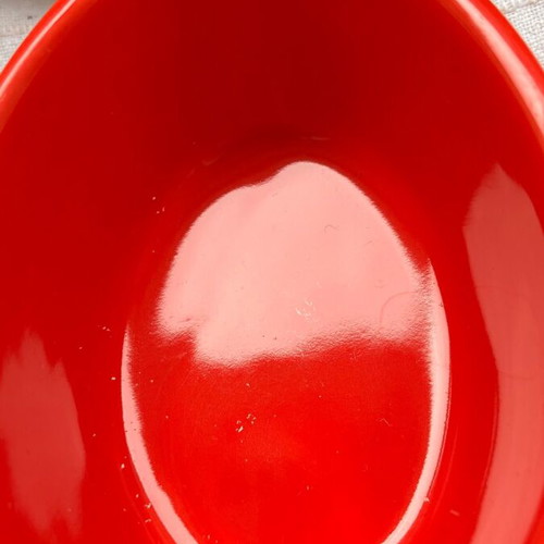 Ceramic food bowl used, small orange decorative 15 cm