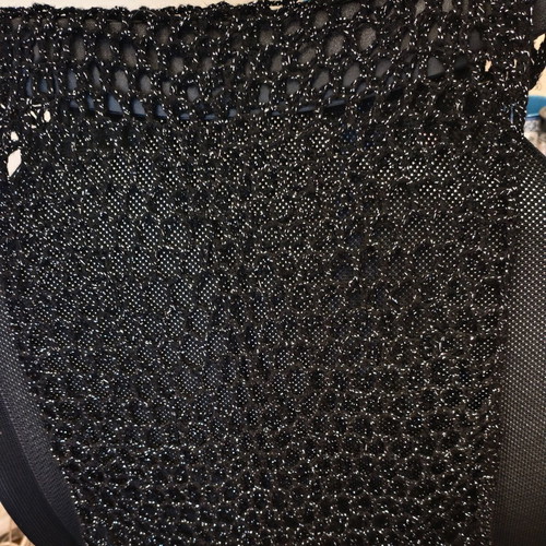 Handmade knitted mesh poncho-top with silver thread, new