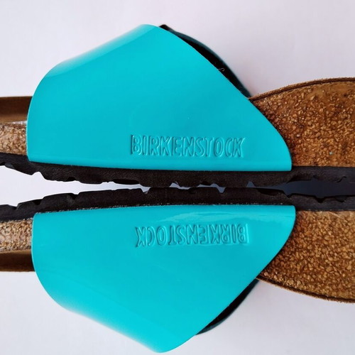 Birkenstock Madrid single strap sandals patent vibrant blue size 42 new