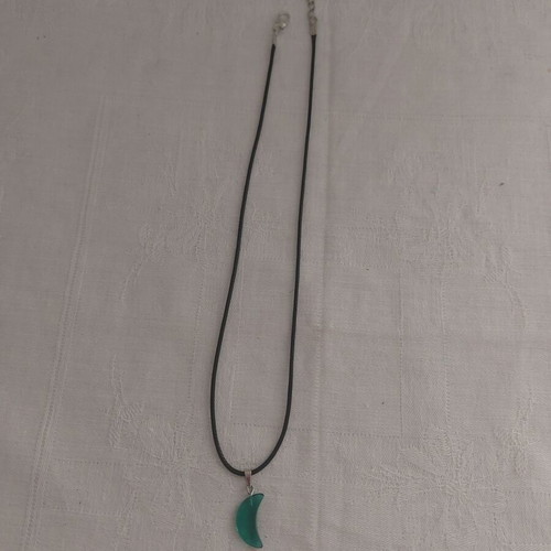 PU leather necklace like new, black and green, 45 cm + 5 cm extension