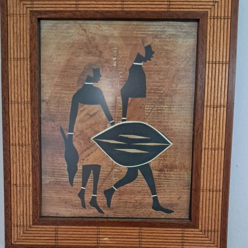 Handmade paintings from Kenya, set of 4, African art, like new
