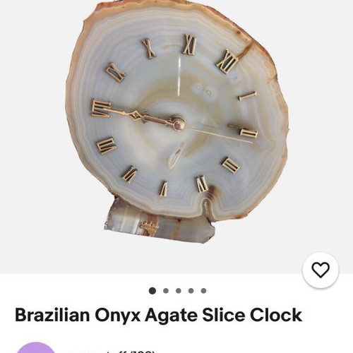 Vintage classic table clock new, natural agate stone
