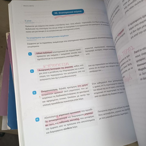 Nea Ellinika B Lykeiou Mitselos textbook used, with notes