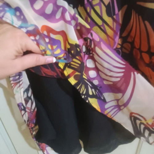 Short-sleeve dress 2XL, knee-length, asymmetrical sleeves, lined