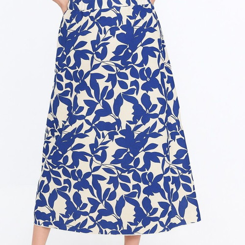 Floral maxi skirt white blue XL-XXL new with elastic waist