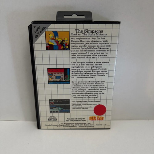 The Simpsons Bart vs The Space Mutants Sega Master System like new, Tec Toy edition