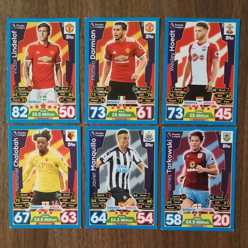 Topps Match Attax Premier League football cards used, set of 6