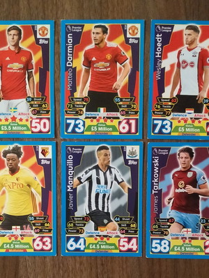 Topps Match Attax Premier League football cards used, set of 6