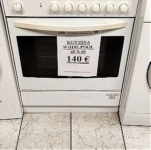 Κουζίνα whirlpool 60 x 60 λευκή με εμαγιέ εστίες σε άριστη κατάσταση