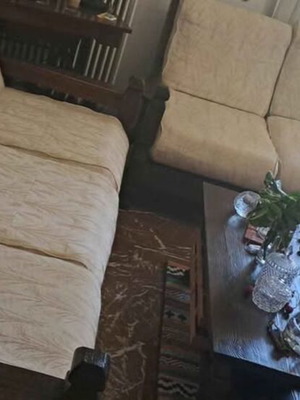 Σετ σαλονιού μεταχειρισμένο, μασίφ ξύλο 2 καναπέδες και 1 τραπεζάκι