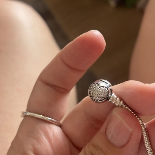 Pandora bracelet 590743CZ like new, silver, heart clasp with zirconia
