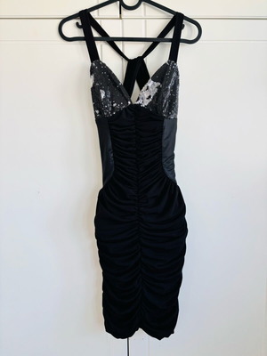 Black backless fitted evening dress Benissimo like new, size S 36