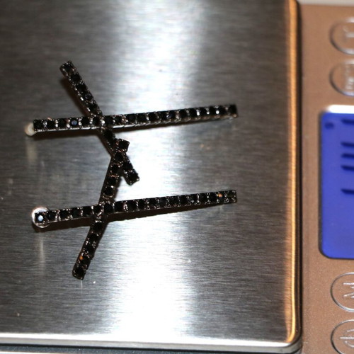 Antique diamond earrings cross black zirconia 5cm new