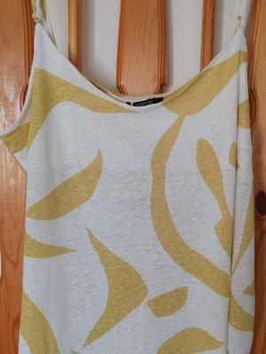 Esmara linen top new, size L, white and green