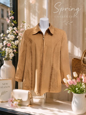 Jacket ελαφρύ σαν καινούργιο, καμηλο snake print λεπτομέρειες, μέγεθος XL
