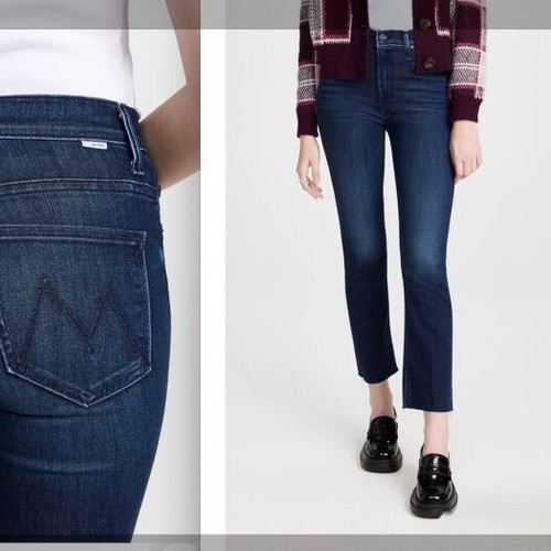 Mother The Insider ankle fray jeans new, dark blue, size 24