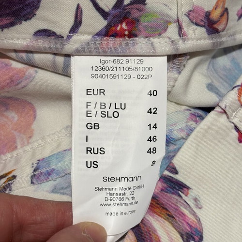 Stehmann floral pants like new, size L 40 12, multicolor