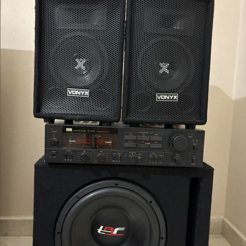 TRF subwoofer and Vonyx speakers audio system with amplifier