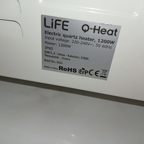 Life Q-Heat 1200W Quartz Heater new