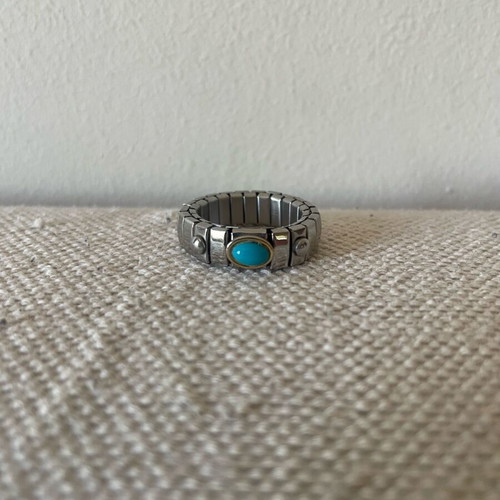 Stainless Steel Stretch Ring with turquoise stone, like new
