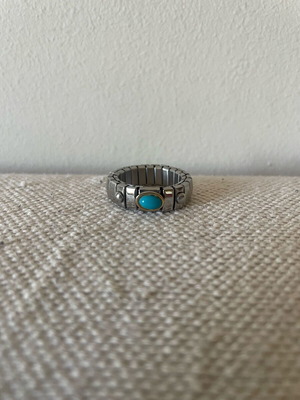 Stainless Steel Stretch Ring with turquoise stone, like new