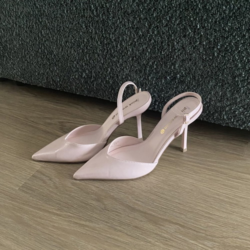 Pink woman heels size 37 like new, thin 9cm heel