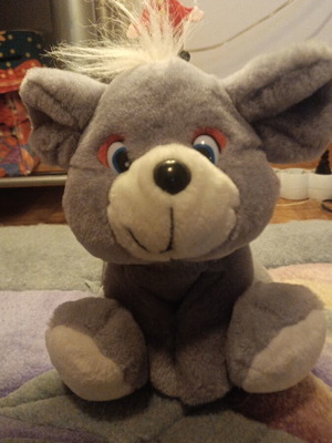 Vintage stuffed mouse used with black spot
