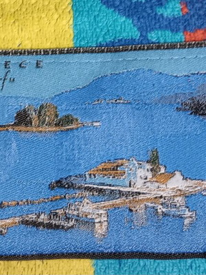 Fabric portfolio case with Corfu illustration like new