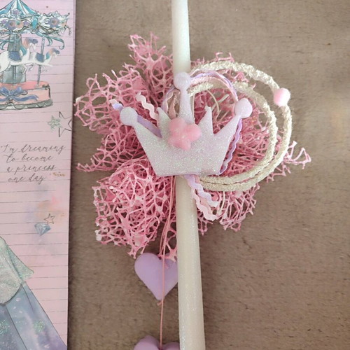 Handmade candle with wax creations and white glitter new