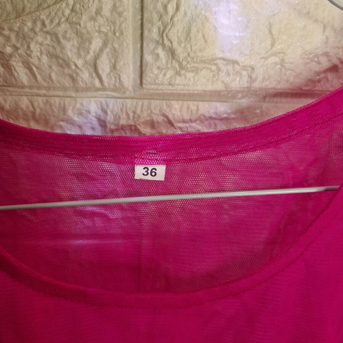 See through blouse bright pink like new, size S