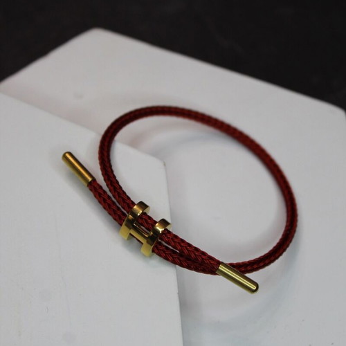 Bracelet with gold-plated steel elements, stainless, red
