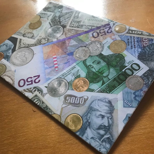 Fancy coin & banknote folder used, medium size