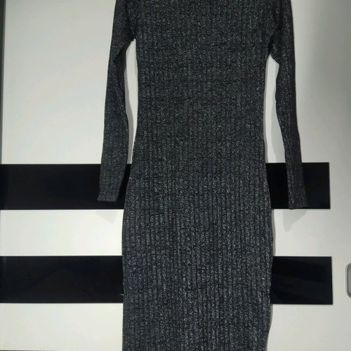 Hyper midi dress like new, black gray silver knit, one size