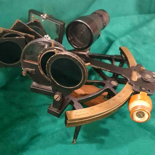 German naval sextant used, collectible antique from 1900s