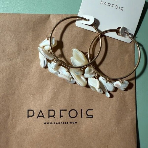 Parfois hoop earrings new, gold and white