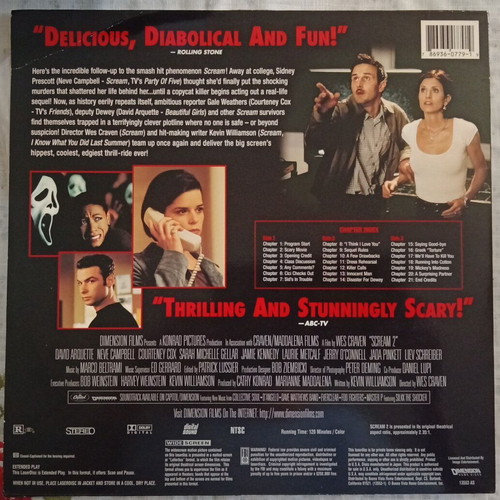 Scream 2 LaserDisc like new, horror