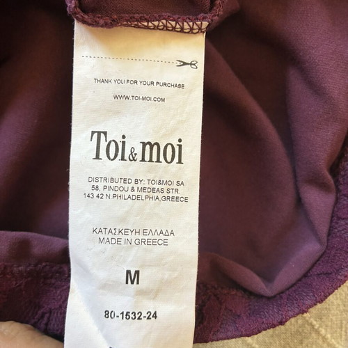 Toi&moi Whimsical Romantic Eggplant Purple Lace Overlay Top M