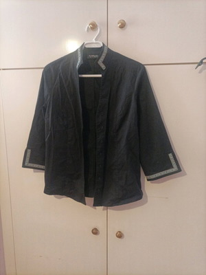 Black shirt with tie neck and three-quarter sleeves, Absolute brand, size L